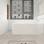 CB HOME 59''/67'' Freestanding Acrylic Soaking Bathtubs, Soaking Tubs Single Side Against The Wall, Left/Right Overflow