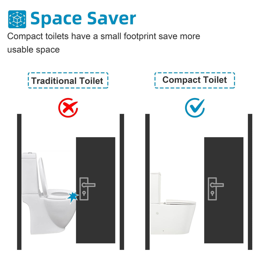 CB HOME 24'' Small Compact One Piece Toilet, Dual Flush Modern Siphon Short Toilet with Soft Closing Seat,16.5''Comfort Height