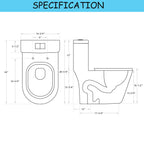 CB HOME 24'' Small Compact One Piece Toilet, Dual Flush Modern Siphon Short Toilet with Soft Closing Seat,16.5''Comfort Height