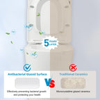 CB HOME 24'' Small Compact One Piece Toilet, Dual Flush Modern Siphon Short Toilet with Soft Closing Seat,16.5''Comfort Height