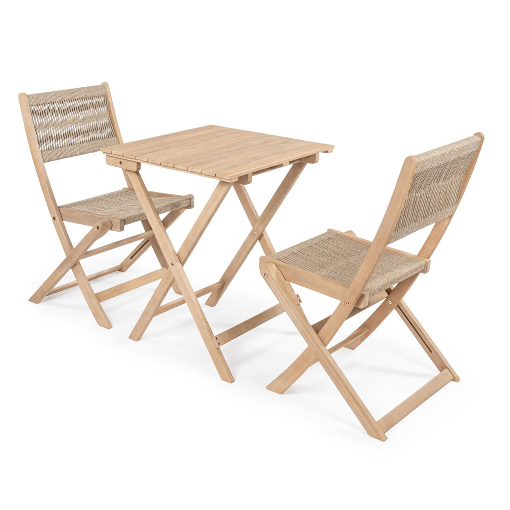 Cadiz Modern Coastal 3-Piece Acacia Wood Outdoor Folding Bistro Set, by JONATHAN Y