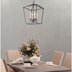Candle Style Lantern Pendant Stairway or Kitchen Island Open Cage Chandelier - N/A