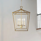 Candle Style Lantern Pendant Stairway or Kitchen Island Open Cage Chandelier - N/A