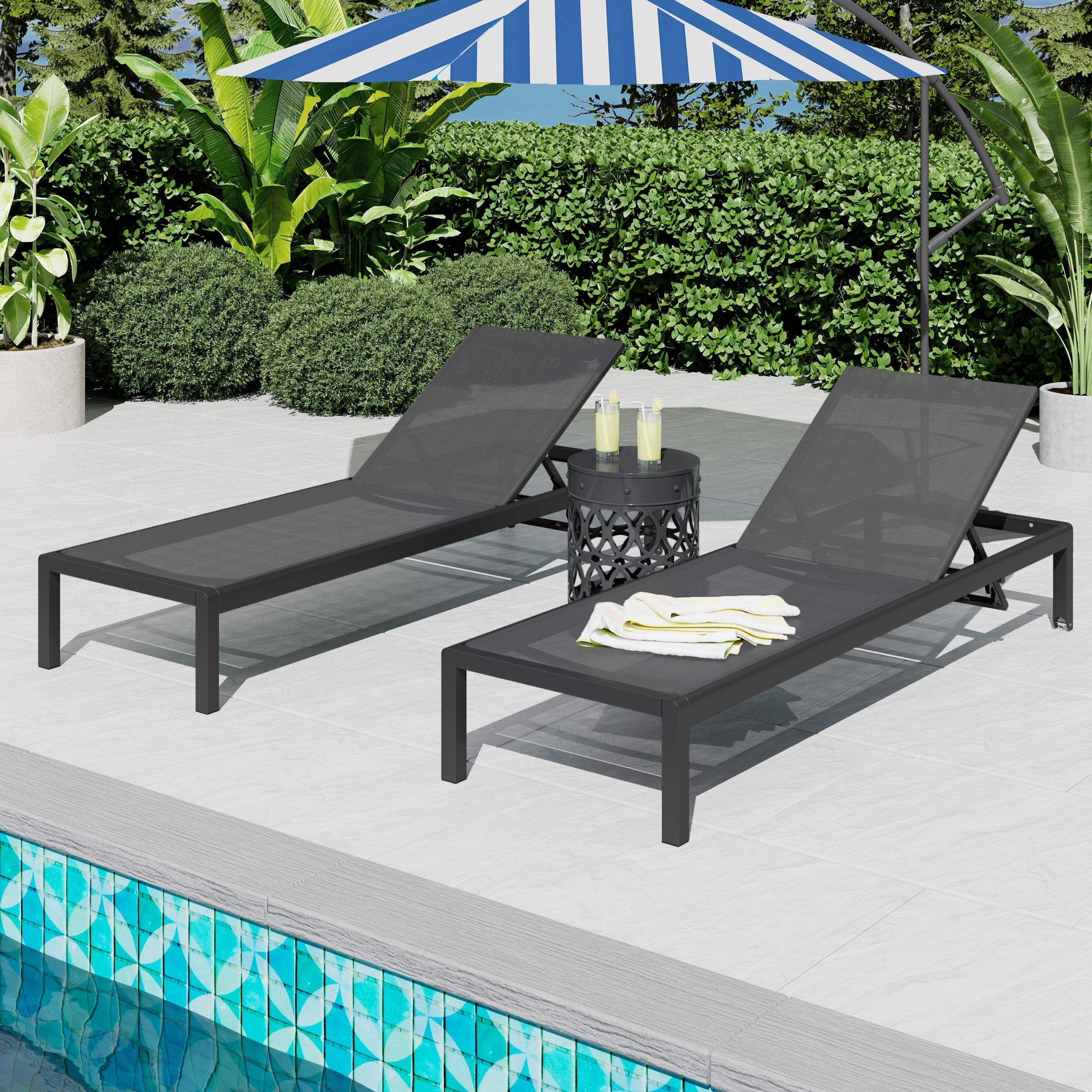 Cape Coral Outdoor Aluminum Chaise Lounge (Set of 2) by Christopher Knight Home - 77.56 D x 25.20 W x 11.80 H