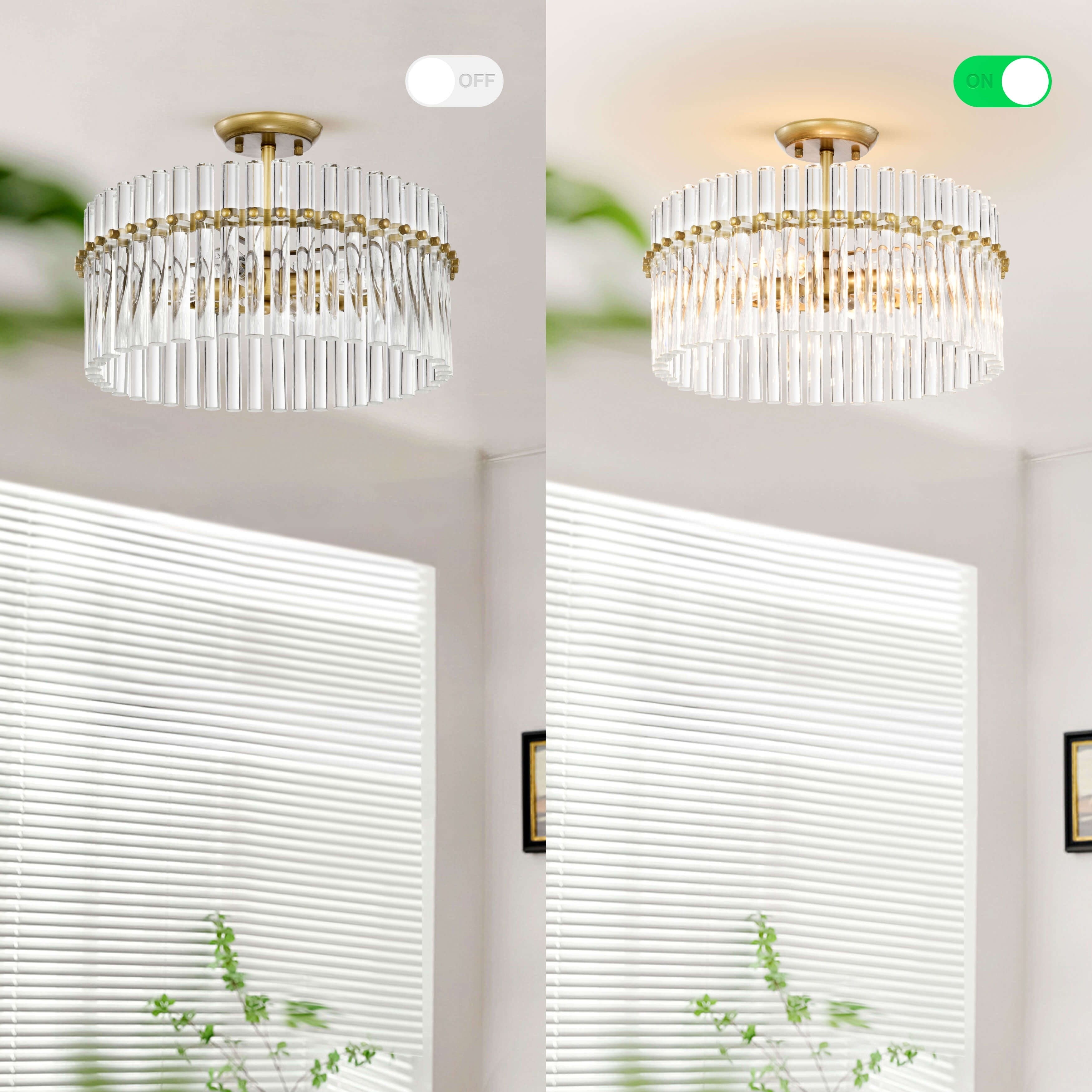 Casandra 4-light Brushed Brass Crystal Flush Mount