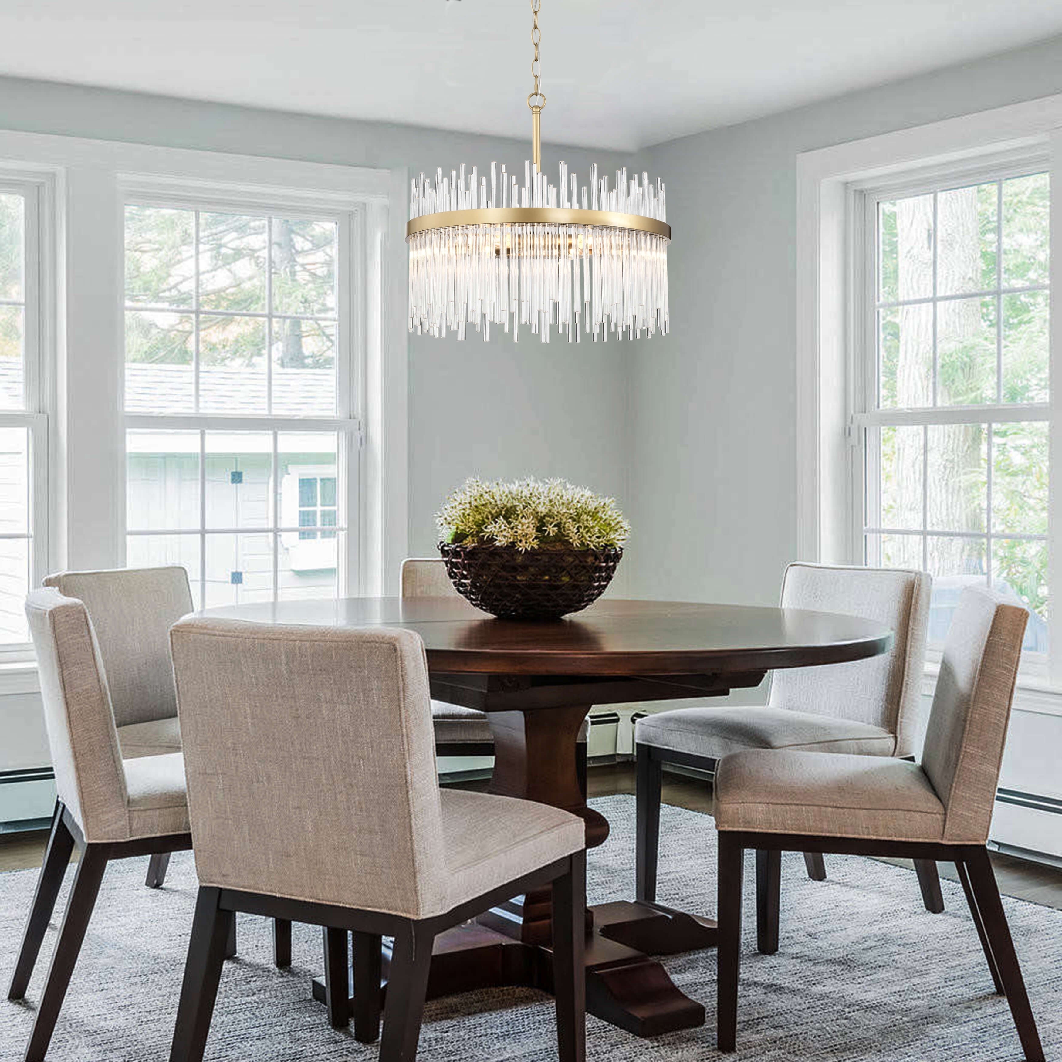 Casandra 5-light Shiny Bronze Chandelier with Clear Glass Bars - Shiny Bronze