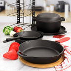 Cast Iron Pre Seasoned Skillet and Accessories 12 Piece Set