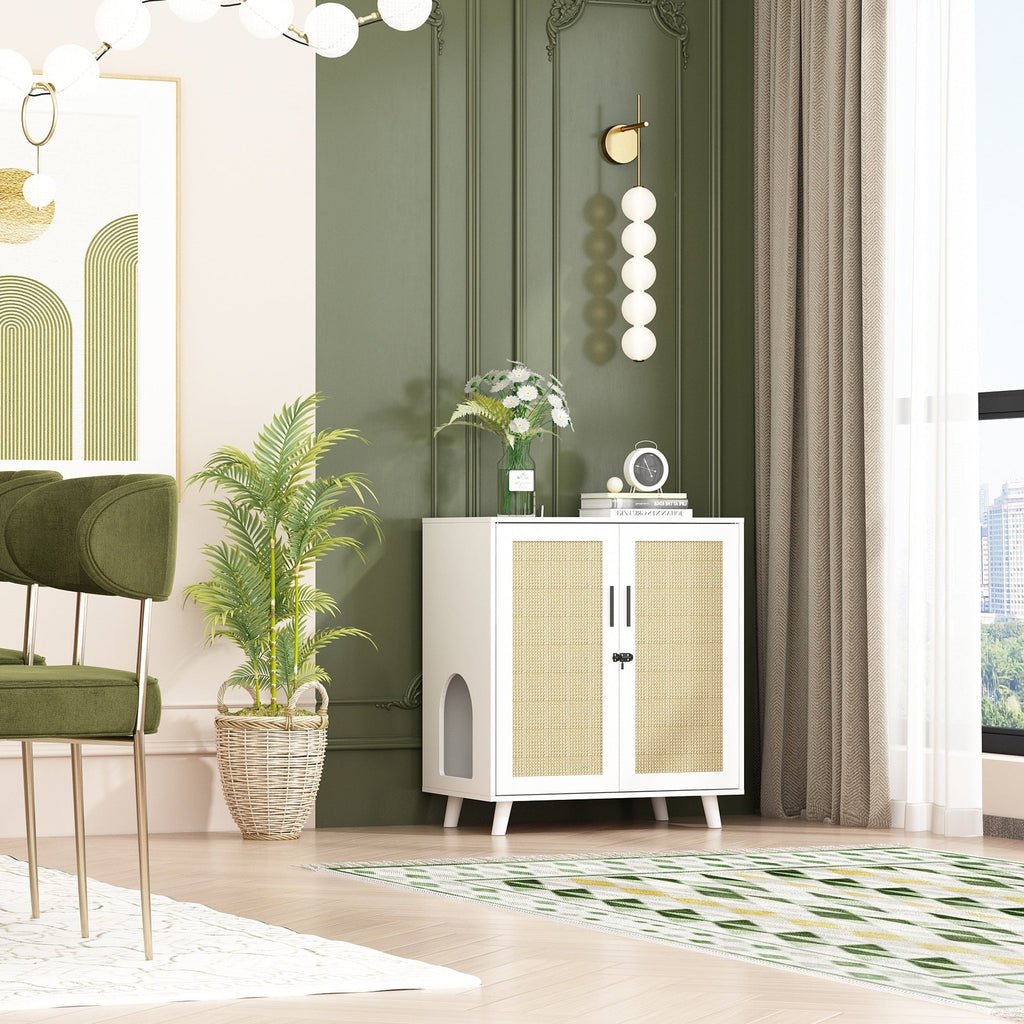 Cat Litter Box Enclosure Cat House Side Table Door Cabinet Bookcase