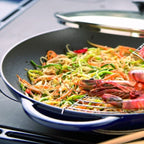 Chasseur 16-inch Red French Enameled Cast Iron Wok with Glass Lid