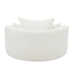 Chenille Accent Barrel Chair Lounge Chair, Round Sofa Chair Armchair with 360-Degree Swivel Base and 3 Removable Pillows