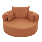 Chenille Accent Barrel Chair Lounge Chair, Round Sofa Chair Armchair with 360-Degree Swivel Base and 3 Removable Pillows