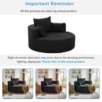 Chenille Accent Barrel Chair Lounge Chair, Round Sofa Chair Armchair with 360-Degree Swivel Base and 3 Removable Pillows