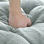 Chenille Chaise Lounge Sofa Bed, Upholstered Sofa Couch with Tufted Backrest and 2 Detachable Pillows for Living Room