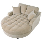 Chenille Chaise Lounge Sofa Bed, Upholstered Sofa Couch with Tufted Backrest and 2 Detachable Pillows for Living Room