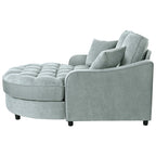 Chenille Chaise Lounge Sofa Bed, Upholstered Sofa Couch with Tufted Backrest and 2 Detachable Pillows for Living Room
