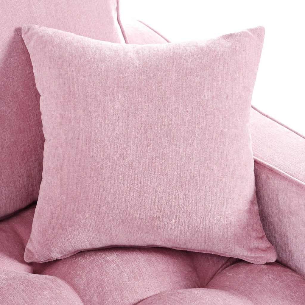 Chenille Chaise Lounge Sofa Bed, Upholstered Sofa Couch with Tufted Backrest and 2 Detachable Pillows for Living Room