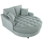 Chenille Chaise Lounge Sofa Bed, Upholstered Sofa Couch with Tufted Backrest and 2 Detachable Pillows for Living Room