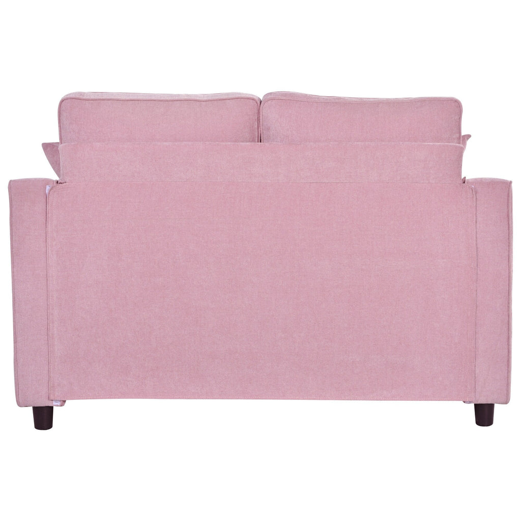 Chenille Chaise Lounge Sofa Bed, Upholstered Sofa Couch with Tufted Backrest and 2 Detachable Pillows for Living Room