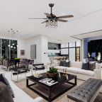 Chrome/ Crystal 4-light Chandelier/ Ceiling Fan with Remote