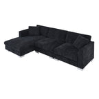 Cloud Sectional Sofa,L-Shaped Luxury Couch Set With 2 Free Pillows,4-Seat Chenille Indoor Furniture With Oversized Chaise
