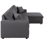 Convertible L-Shaped Sectional Sofa with Pull-Out Bed and Storage Space, 2 Tossing Cushions