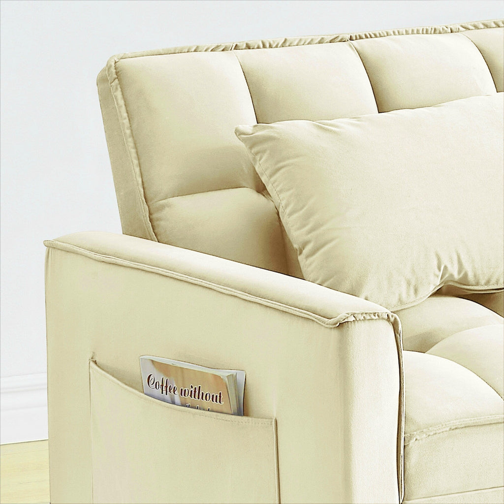 Convertible Sofa Bed with Adjustable Back and Wheel