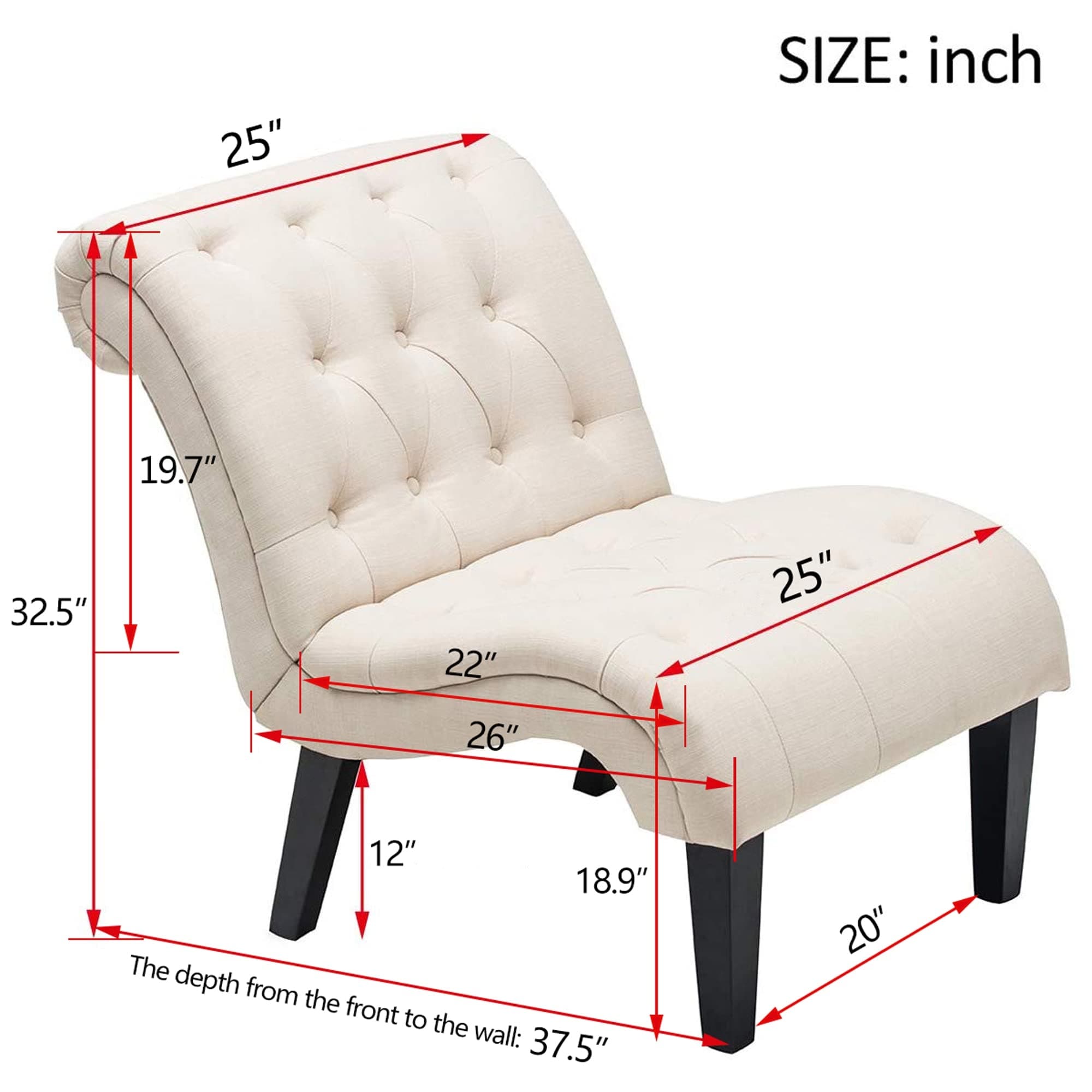 Chaise Lounge Couch Upholstered Accent Chair for Bedroom Living Room Chairs
