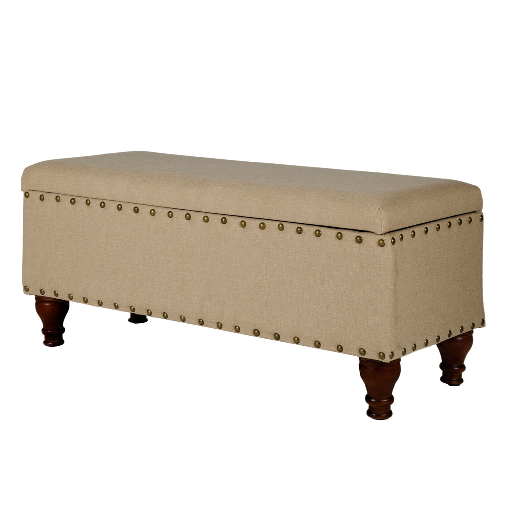 Copper Grove Muscari Upholstered Storage Bench with Nailhead Trim