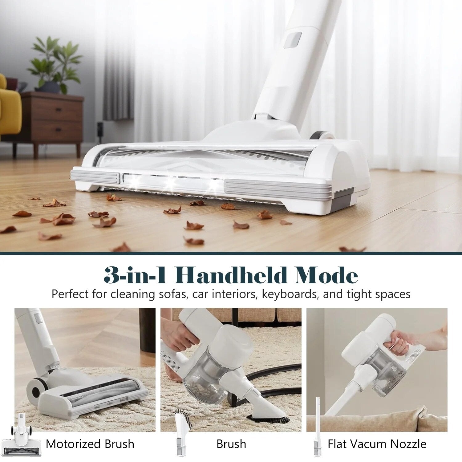 Cordless 3-in-1 Stick Vacuum Cleaner, Lightweight for Carpet, Hard Floors, Pet Hair, and Home Cleaning