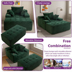 Corduroy Upholstered Memory Foam Sofa With Ottoman Upholstered Bean Bag Couch - 48.4Lx67.7Wx24.4H