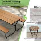 Costway 6FT Picnic Table Bench Set Outdoor HDPE Heavy-Duty Table for - See Details