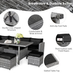Costway 7 PCS Patio Rattan Dining Set Sectional Sofa Couch Ottoman - See Details