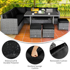 Costway 7 PCS Patio Rattan Dining Set Sectional Sofa Couch Ottoman - See Details