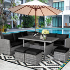 Costway 7 PCS Patio Rattan Dining Set Sectional Sofa Couch Ottoman - See Details
