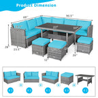 Costway 7 PCS Patio Rattan Dining Set Sectional Sofa Couch Ottoman - See Details