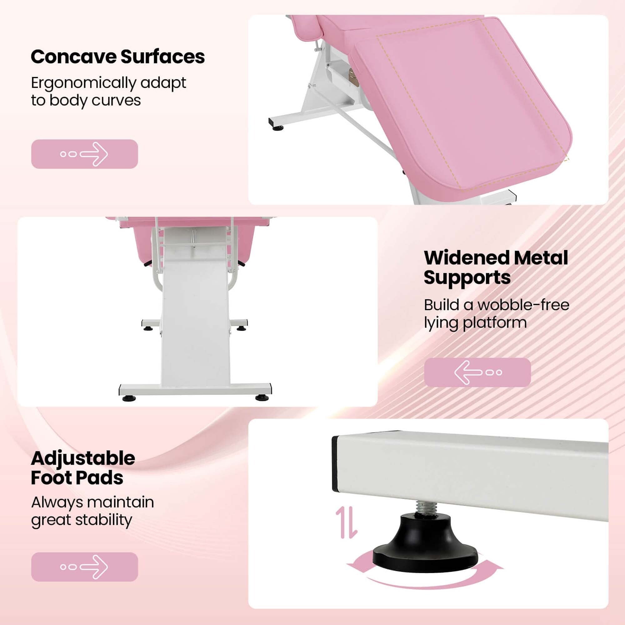 Costway 72 Massage Bed with Hydraulic Stool Adjustable Backrest &