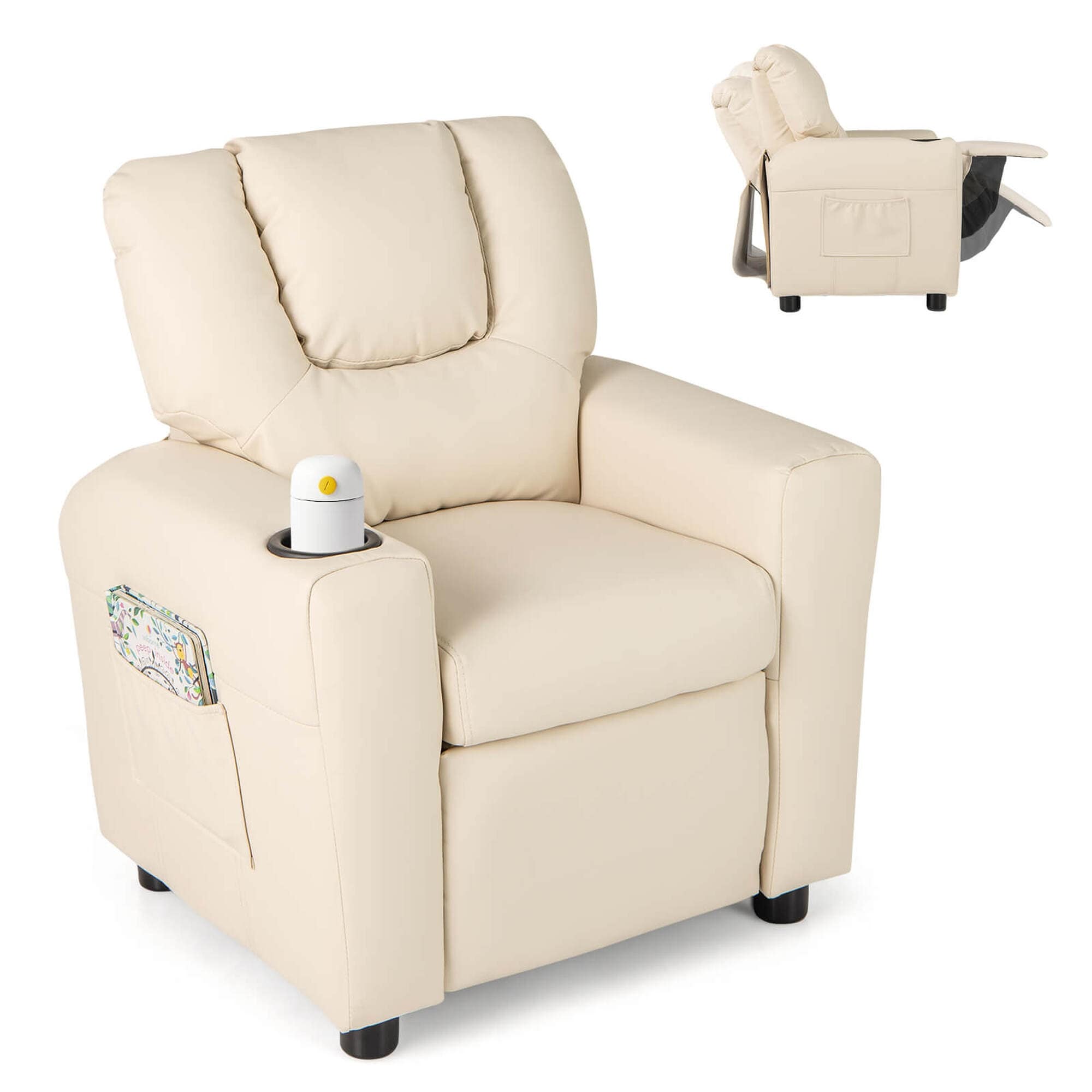 Costway Kids Recliner Chair with Cup Holder  Side Pocket Adjustable