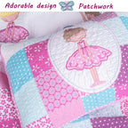 Cozy Line Ballerina Pink Girls Reversible Cotton Quilt Bedding Set with Decorative Pillows