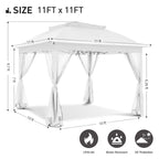 Cozywor 11 ft. x 11 ft. Pop-Up Steel Gazebo with Mosquito Netting
