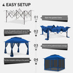 Cozywor 11 ft. x 11 ft. Pop-Up Steel Gazebo with Mosquito Netting
