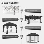 Cozywor 11 ft. x 11 ft. Pop-Up Steel Gazebo with Mosquito Netting