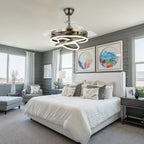 Cusp Barn 42 Retractable Ceiling Fan with Lights and Remote DIY Shape Fandelier Modern Silent DC Motor LED Ceiling Light