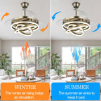 Cusp Barn 42 Retractable Ceiling Fan with Lights and Remote DIY Shape Fandelier Modern Silent DC Motor LED Ceiling Light