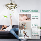 Cusp Barn 42 Retractable Ceiling Fan with Lights and Remote DIY Shape Fandelier Modern Silent DC Motor LED Ceiling Light