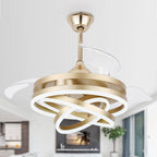 Cusp Barn 42 Retractable Ceiling Fan with Lights and Remote DIY Shape Fandelier Modern Silent DC Motor LED Ceiling Light