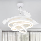 Cusp Barn 42 Retractable Ceiling Fan with Lights and Remote DIY Shape Fandelier Modern Silent DC Motor LED Ceiling Light