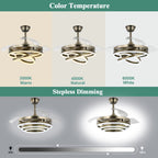 Cusp Barn 42 Retractable Ceiling Fan with Lights and Remote DIY Shape Fandelier Modern Silent DC Motor LED Ceiling Light