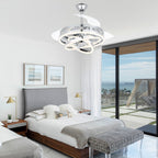 Cusp Barn 42 Retractable Ceiling Fan with Lights and Remote DIY Shape Fandelier Modern Silent DC Motor LED Ceiling Light