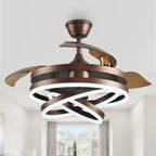 Cusp Barn 42 Retractable Ceiling Fan with Lights and Remote DIY Shape Fandelier Modern Silent DC Motor LED Ceiling Light