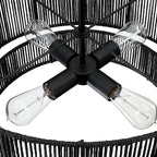 Cynthia 4-Light Black Rattan Drum Chandelier Light - 22''W